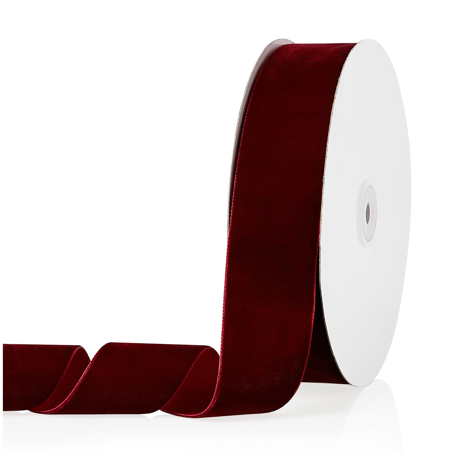 Photo 1 of 1.5" X 20 Yards Burgundy Velvet Ribbon for Christmas Tree Wreath Vintage Decoration Handmade Crafts Ornaments Gift Wrapping and Bow Making