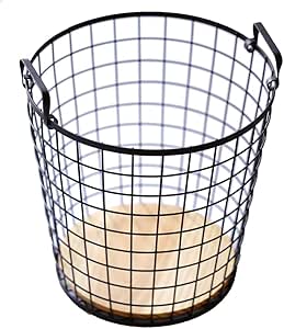 XJY- Cesto para Ropa Sucia Piso De Madera De Hierro Forjado Simple