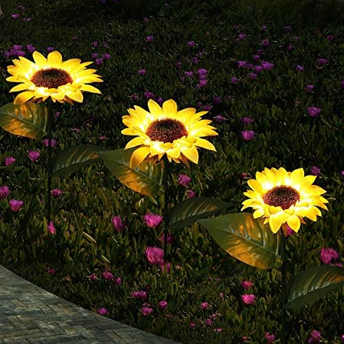 Solar sunflower lights for backyard decor.