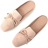 Flerivva Mule Loafers for Women Flats Bowknot Slip On Slides Open Back Summer Casual Shoes