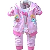 Yao 6M-4Y 3pcs Baby Girl Casual Hoodie Jacket Cotton T-Shirt Pants Sweater