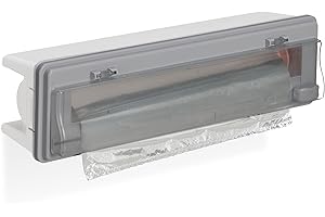 Relaxdays Wrap Dispenser & Cutter for Cling Film & Tin Foil, Window, Smooth Cutting, HWD: 5x37x8 cm, White, 10 x 38.5 x 9 cm