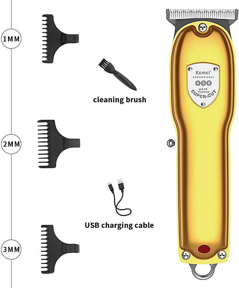 kemei Mens Metal Clipper Cordless Hair Clippers,Mini Razor Electric Professional Tiny Beard Trimmer Grooming Shaving Machine Self Hair Cutting Haircut Trimmers Cutter,Gold - Image 3