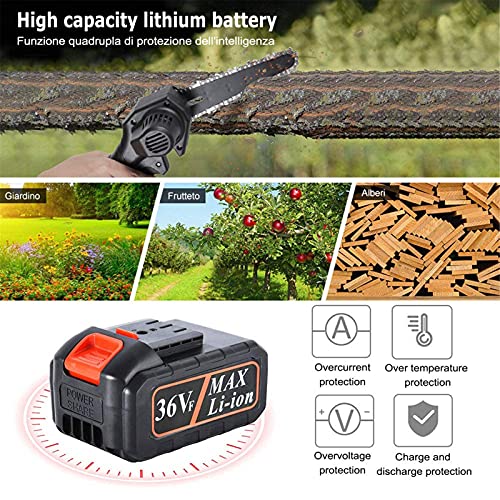 LUSTAR Akku Kettensäge 36V 6 Zoll Mini Kettensäge, Mit 2 Batterien Und 2 Kette für Gartenbaum Landwirtschaft Ranch Bäume… – Bild 7