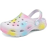 Cofopo Boys and Girls Tie Dye Clogs for Kids,Unisex Eva Mules for Big Kid,Little Kid,Boy and Girl Closed Toe Slide Sandals,Black and White