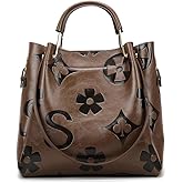 Floral Embossed Leather Handbag For Women,Retro Embossed Tote Bag,For Work & Everyday Crossbody Bags