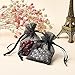 Pandahall 100pcs Black Organza Bags Mini Pouch Bags Drawstring Gift Bags Jewelry Package with Ribbons (1.96x2.75