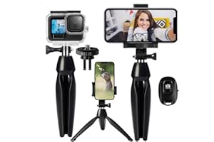 NEWYIHOKJ Foldable Mini Phone Tripod&Selfie Monopod, Tripod for iPhone with Wireless Remote and Rotate Phone Holder for Video Recording/Selfie,Portable,Lightweight,Travel Small Tripod for Cellphone/Camera