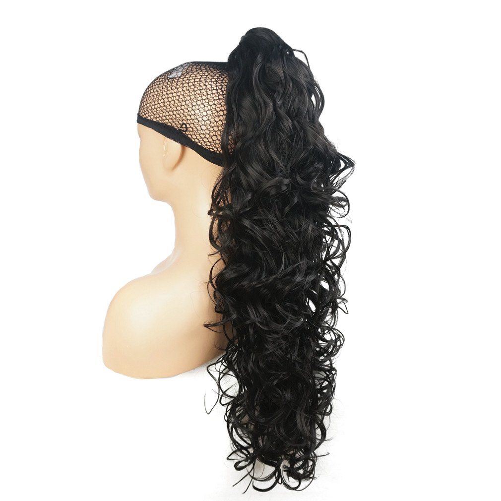 Lydell 30" Long Curly Styled Clip In Claw Ponytail Hair Extension Synthetic Hairpiece 280g with a jaw/claw clip (Darkest Brown) โ image 1