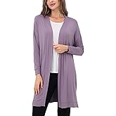 GYS Open Front Cardigan for Women, Bamboo Viscose Lightweight Womens Cardigan with Pocketes, Long Sleeve Casual Relaxed Coat