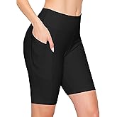 ALWAYS Women's Bike Shorts with Pockets - High Waist Compression Running Workout Athletic Yoga Shorts