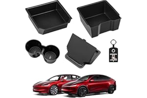 KUNIST 5PCS Center Console Organizer Tray for 2026 Tesla Model Y Juniper Accessories Cup Holder Armrest Hidden Storage Box fo