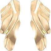 MALOYANVE Statement Geometric Texture Earrings Large Leaf Fashion Irregular Metal Simple Modern Lightweight Stud Earrings Trendy Jewley Gifts for Women