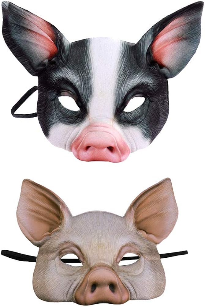 Amosfun Pig Mask Animal Half Face Mask for Party Halloween