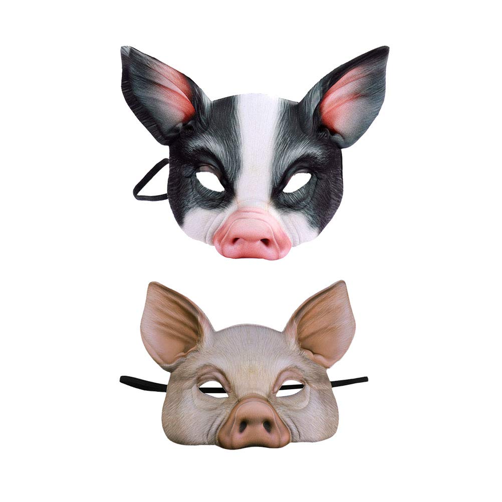 PRETYZOOM 2Pcs Pig Mask Half Face Animal Eye Mask for Halloween,Party Mask,Cosplay Party