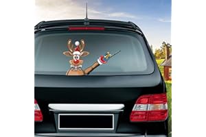 Nouiroy Christmas Rear Wiper Stickers,Christmas Waving Wiper Decals 3D Reusable Funny Christmas Decoration Vinyl Decals Waterproof Rear Window Wiper Decor (Reindeer & Gift)