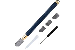 Oubit 6Pcs TC17 Glass Cutter Kit, Professional Carbide Tungsten Alloy Handle Glass Cutter Tool with 2-12mm Cutting Head, Penc