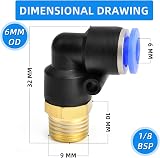 ERGAOBOY 10 Pcs 6mm Tube OD x 1/8 BSP Male Elbow Push to Connect Fittings PL6-01 view 2