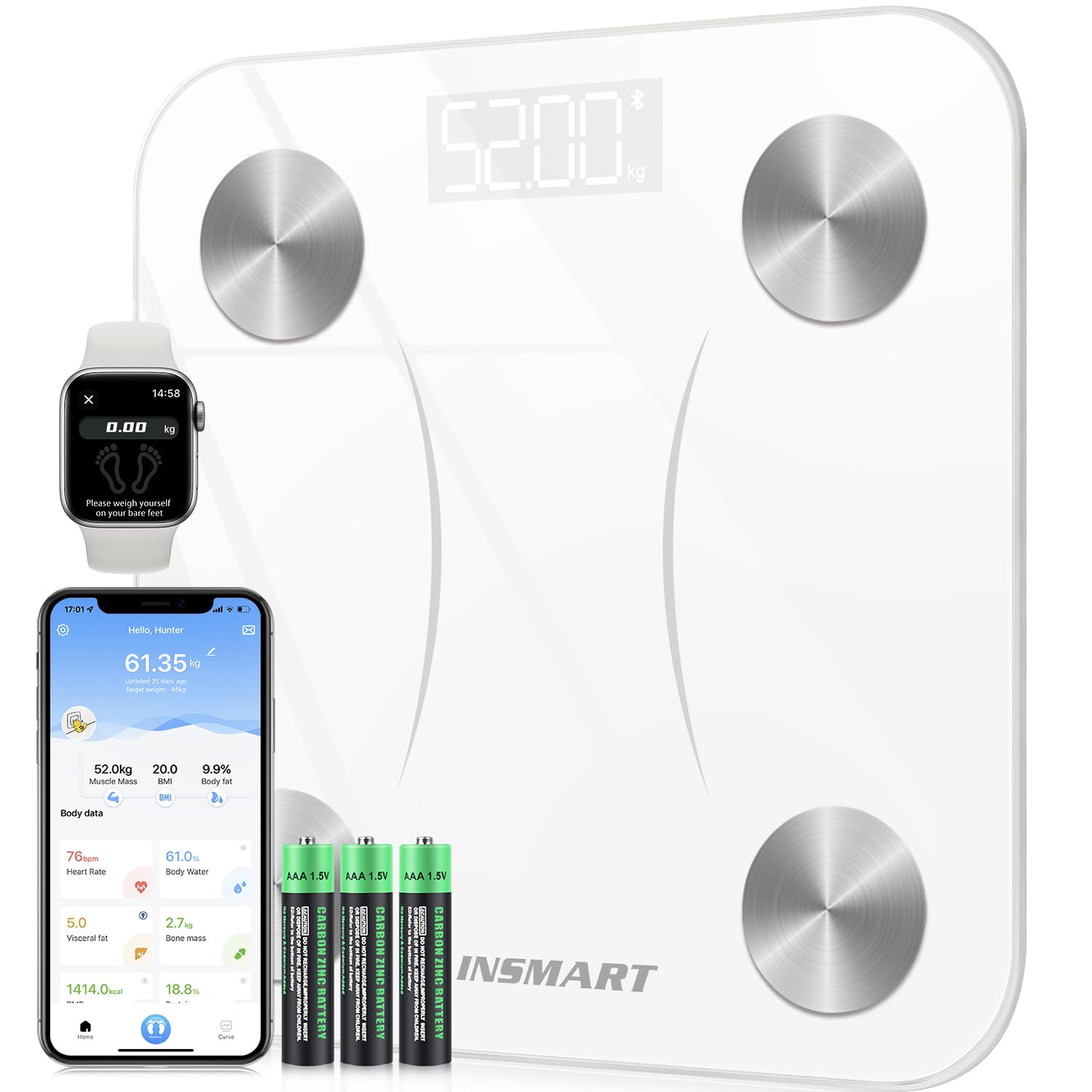 Wireless Weight Scale With App INSMART Smart Body Scale - Bluetooth ...
