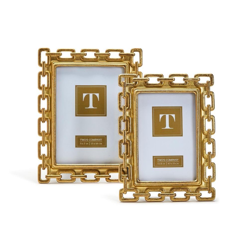 Photo 1 of Two's Company Gold Chain Set of 2 Photo Frame Includes 2 Sizes
