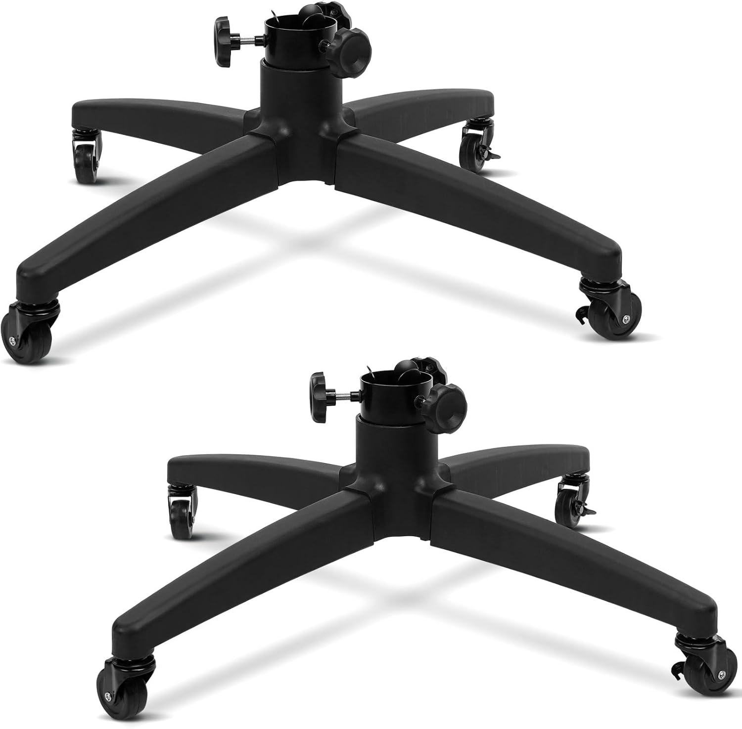 Tree Stands - Yaocom 2 Pcs Rolling Christmas Tree Stands for up to 9 Foot Artificial Trees Xmas Tree Stand Base with Wheels Black Artificial Christmas Tree Stand Base, Adjustable Legs, Locking Caster Wheels