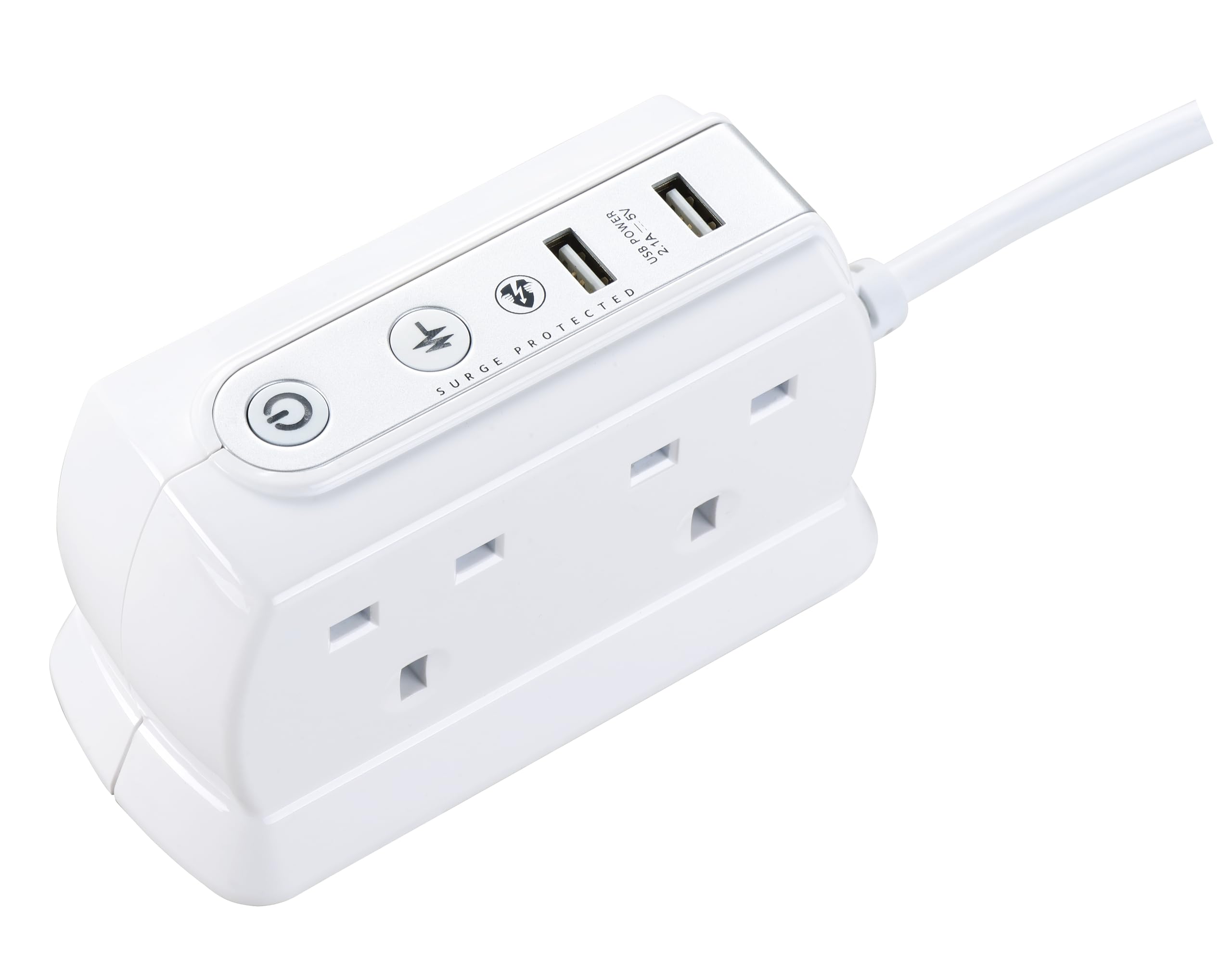 Masterplug SRGDU41PW2-MP Heavy Duty Four Socket Surge Protected Extension Lead with 2 USB Ports, 2 Metre, White