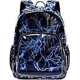 Meisohua Clear Backpack for School Lightning Clear Backpack for Kids Teens Heavy Duty Clear Bookbag Transparent See Through Backpack for Boys College Sports Travel Security Check