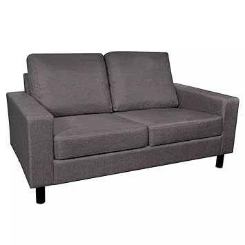 Vidaxl Canapé à 3 Places Bureau Mobilier De Salon Tissu Gris