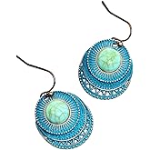 Copper Patina Faux Turquoise Filigree Earrings