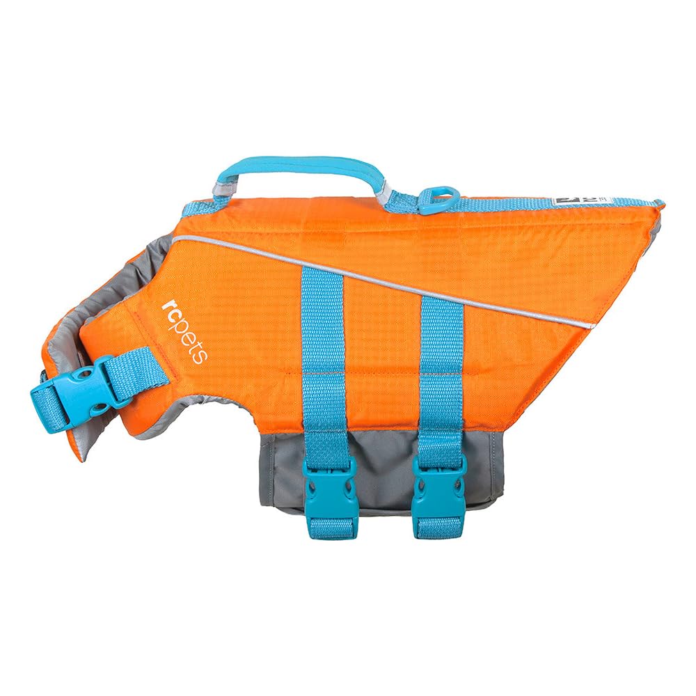 RC Pet Products Tidal Life Vest, Adjustable Dog Life Jacket, Orange/Teal, Medium