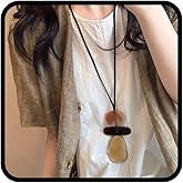 sunglnl Bohemian Necklaces For Women, Chunky Charm Long Necklace Irregular Geometric Pendant Trendy Minimalist Style Jewelry Gift