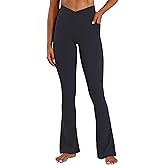 Sunzel Hidden Butt Lifting Scrunch Flare Leggings for Women with Pockets No Front Seam Tummy Control Mini Flared Yoga Pants