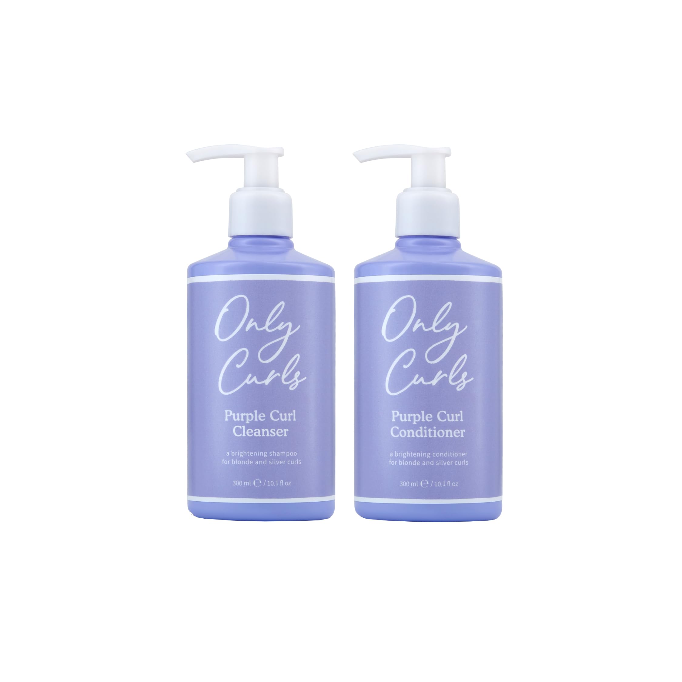 Only Curls Purple Curl Cleansing Bundle, 300ml x2, Curly Hair Products, Purple Shampoo & Conditioner, Neutralise Brassiness, Strengthen & Moisturise, Brighten Blonde Hair, For All Curly Hair Types