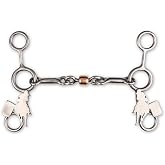 EquineMates Western Horse Bit with CNC Monogram Design &ndash; Stainless Steel Triple Joint Dogbone Bit with Copper Roller Sweet Iron