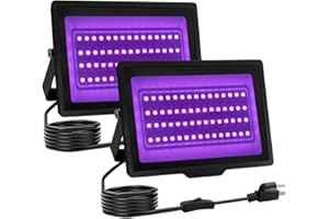 uwiner 2 Pack 40W LED Black Light IP66 Waterproof,Blacklight with Plug and Switch,Flood Light for Glow Party,Halloween Decoration, Body Paint, Fluorescent Poster, Stage Lighting,Neon Glow,5.25Ft Cord