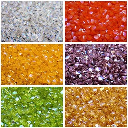 6 Colors x 50 Beads (300 pcs Total) Set PCH 033 Pinch Czech Pressed Glass Beads Triquetrous 5x3.5mm, PCH032 PCH077 PCH078 PCH105 PCH110 PCH115
