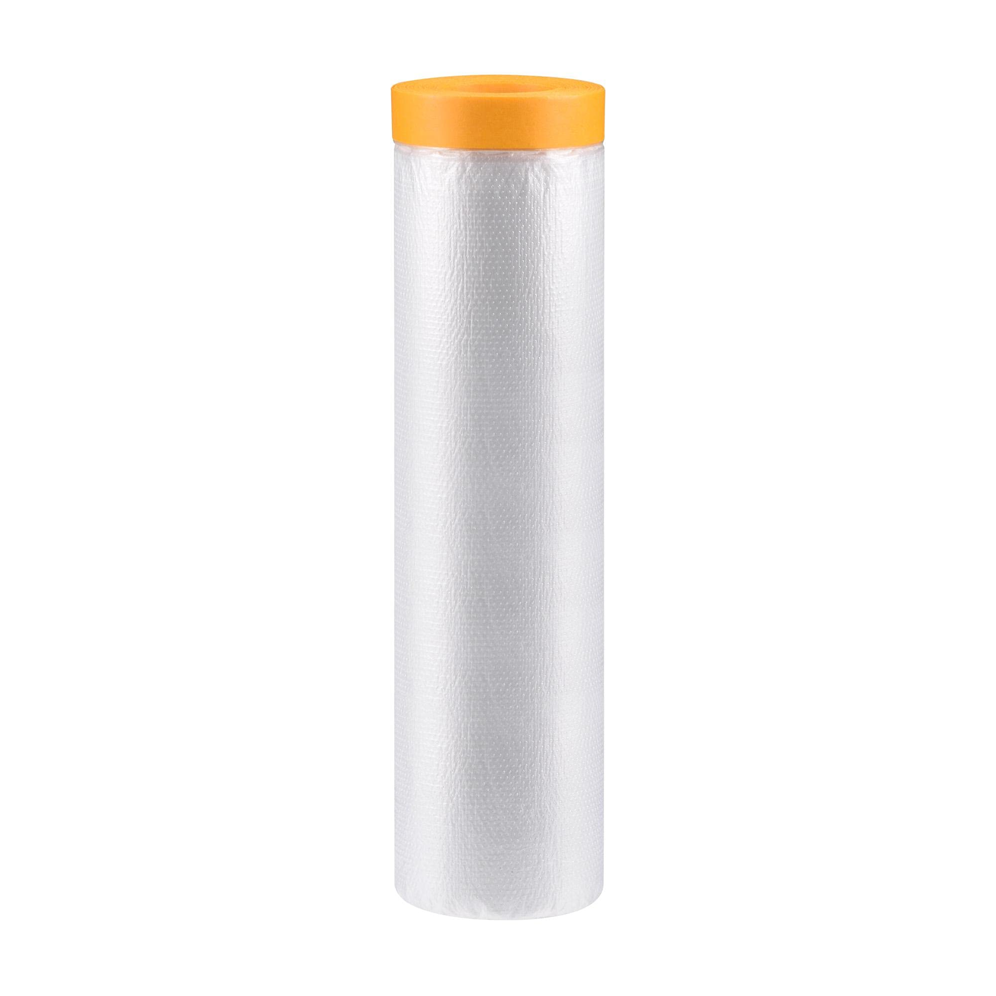 sourcing map Pre-Taped Masking Film, 94.5 in x 65 Ft, Plastic Drop Cloth with Medium-Tack Painters Tape for Painting Protection