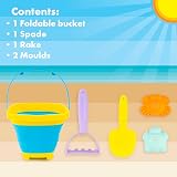 abeec 5 Piece Foldable Beach Bucket Set Collapsible Sand Toys view 3