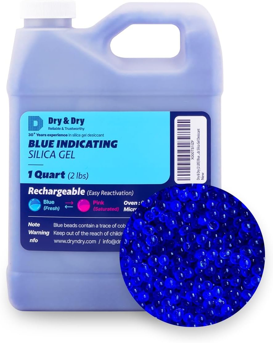 Dry & Dry 1 Quart Blue Silica Gel Desiccant Beads 2 LBS Replacement