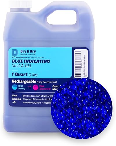 Dry & Dry 1 Quart Blue Silica Gel Desiccant Beads 2 LBS Replacement