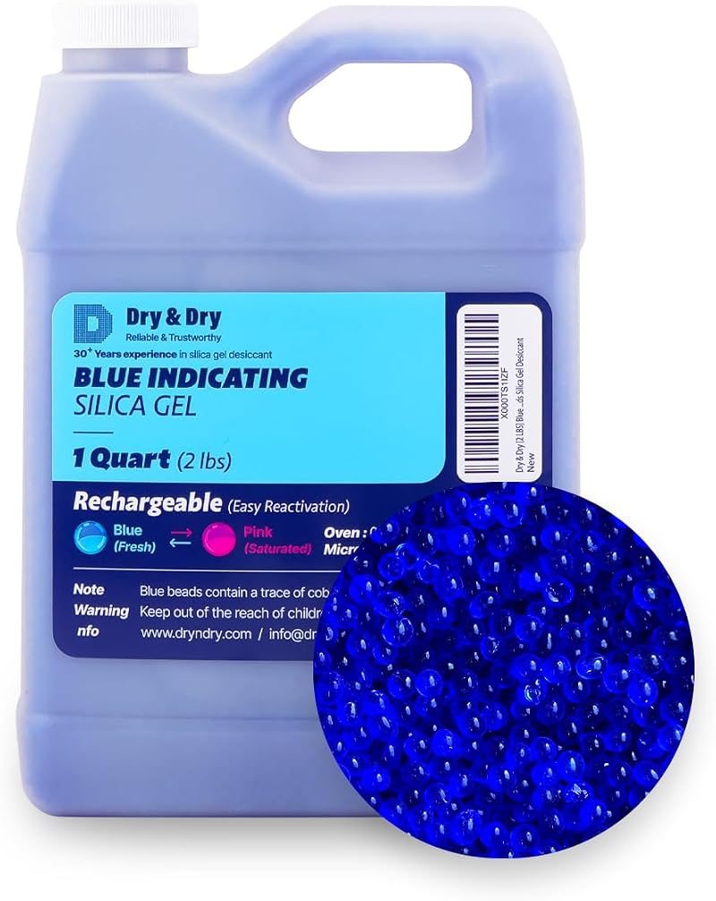 Dry & Dry 1 Quart Blue Silica Gel Desiccant Beads 2 LBS Replacement