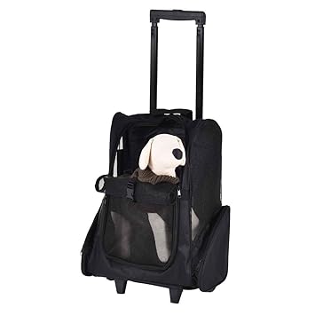 Sri Oxford Pet Carrier Puppy Trolley Rolling Backpack Travel Wheels Luggage Bag for Cats, Pink