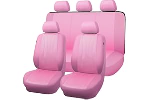Flying Banner car seat Covers Set airmesh Breathable Fashion Easy Bench Split Protectors Sport Fashion (Pink & Pink, Full Set - Low Back)