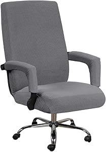 Stretch Office ​Chair Seat Covers with Armrest Sleeve​, Jacquard Pattern High Back Computer Chair Slipcovers Removable Stretchable Covers Armchair Cover Slipcover for Universal Rotating Boss Chair