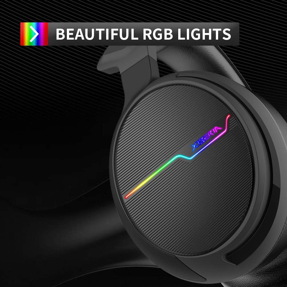 Jeecoo USB Pro Gaming Headset for PC- 7.1 Surround Sound Headphones with Noise Cancelling Mic- Memory Foam Ear Pads RGB Lights for Laptops: Home Audio & Theater