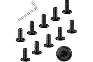 WYLWLS M6 x 16mm Bolt, 10 Pcs Per Set with 1 Hex Spanner, Flat Head Hex Socket Cap Bolts, Alloy Steel Black Oxide Full Thread, for Furniture, Shelves, Beds, Tables and Chairs Assembly (16 mm)
