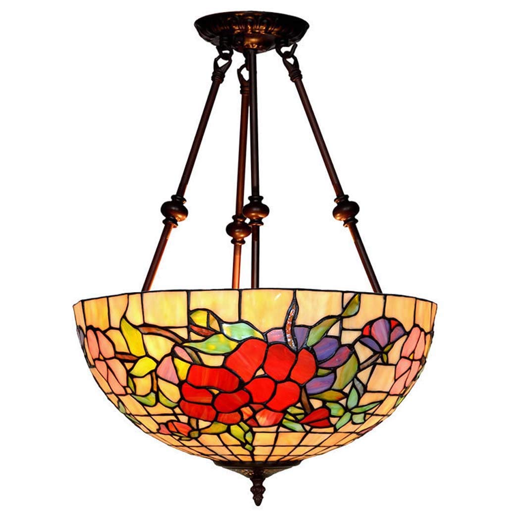 Tiffany Style Chandelier European Stained Glass Shade Inverted