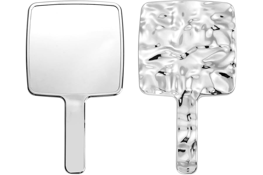 YCHMIR Hand Held Mirror Electroplate Mirror Sliver, Square 11 x 6.2 inch
