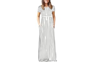 DEARCASE Maxi Dress for Women Short Sleeve Casual Summer Loose Plain Comfy Long Dresses with Pockets