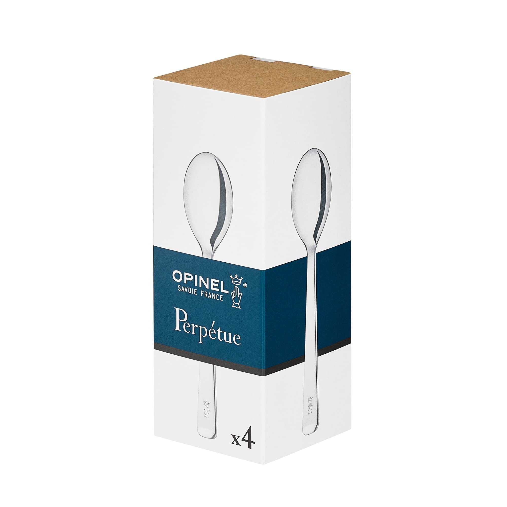 Opinel Box of Four Teaspoons Perpétue Stainless Steel Easy Clean Practical 254618 Silver